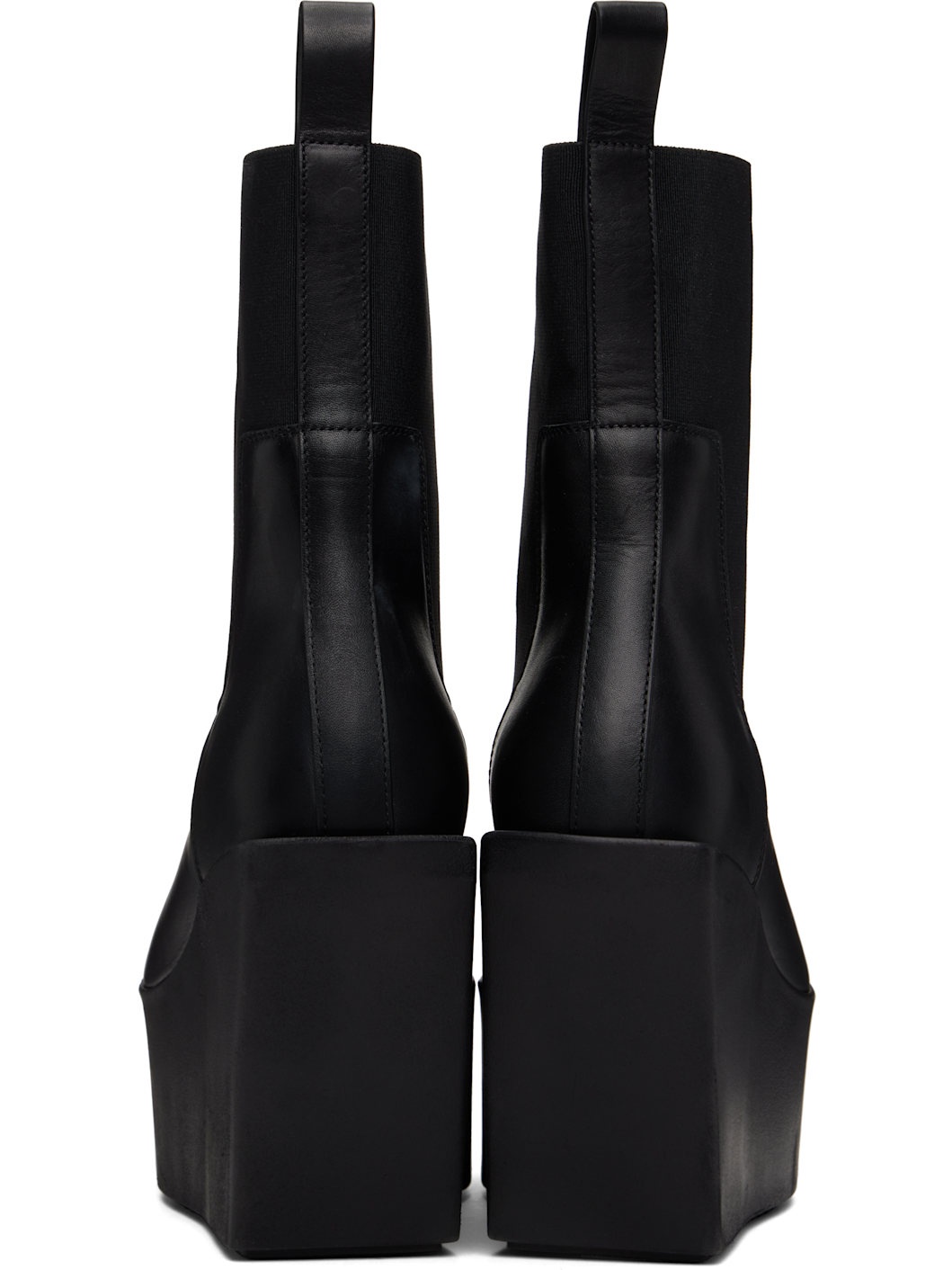 Black Hollywood Sliver Platform Beatle Boots - 2