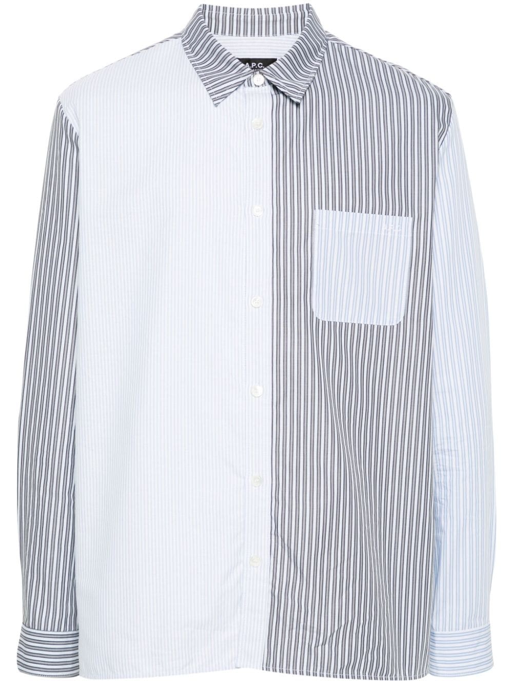 patchwork striped shirt - 1