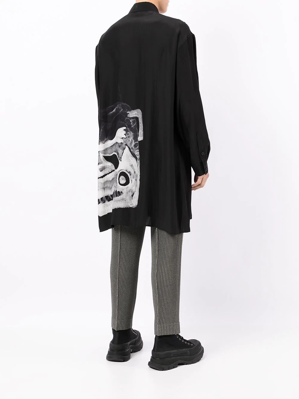 oversized graphic-print silk shirt - 4