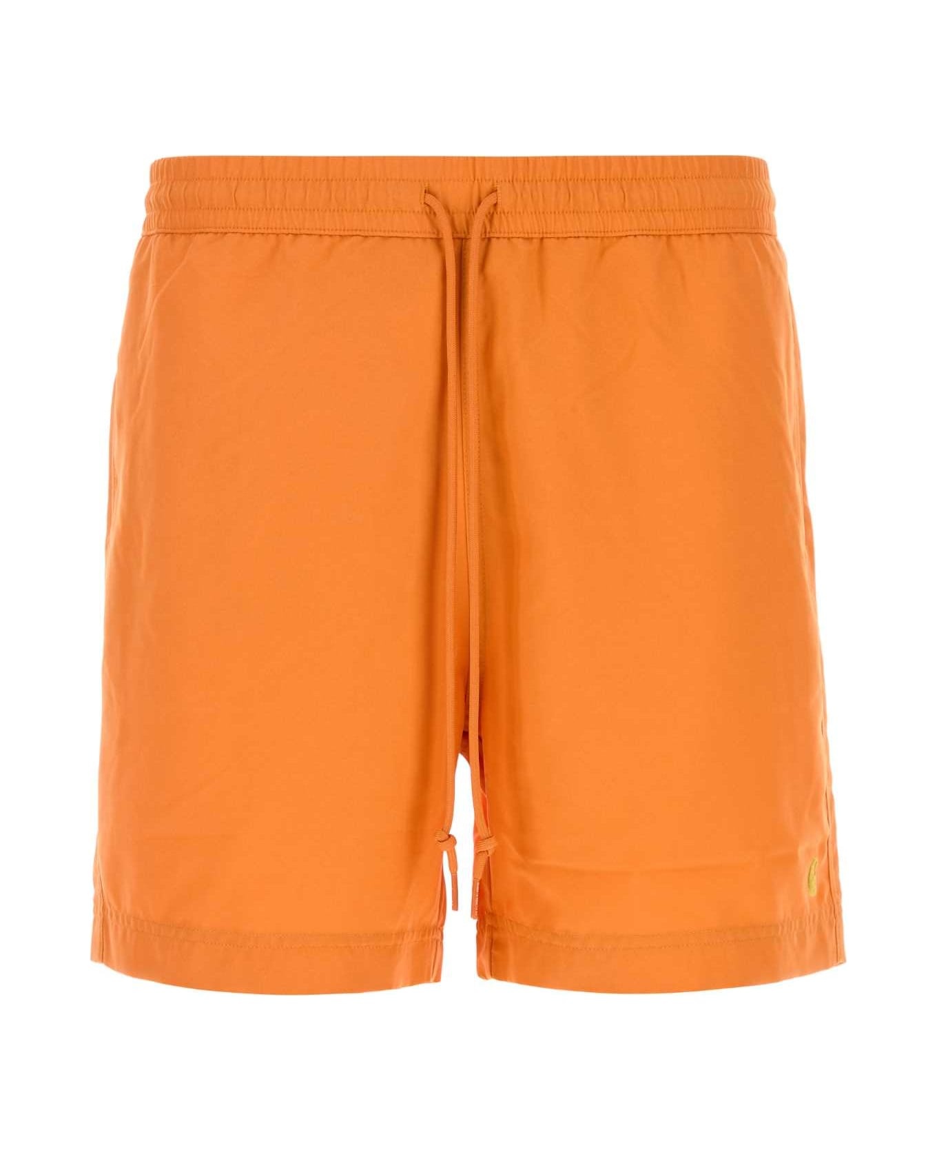 Orange Polyester Chase Swim Trunks - 1
