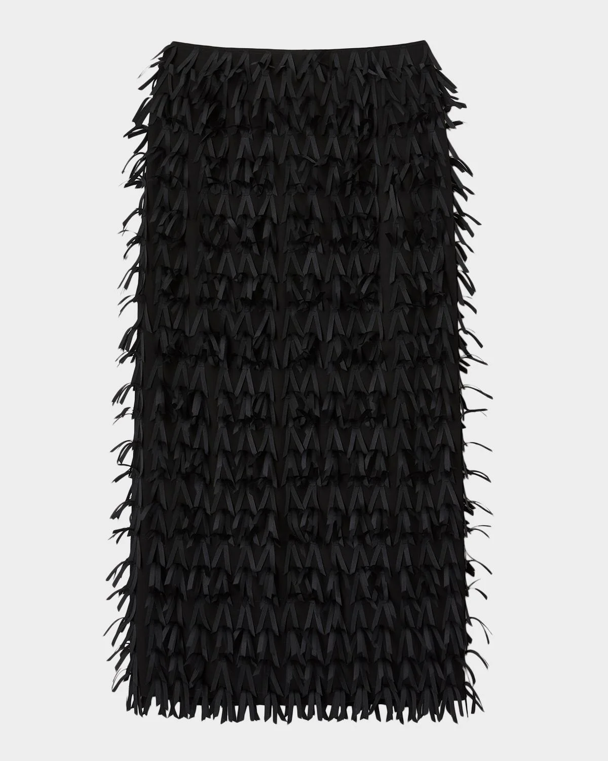 Ribbon Fringe Straight Midi Skirt - 1