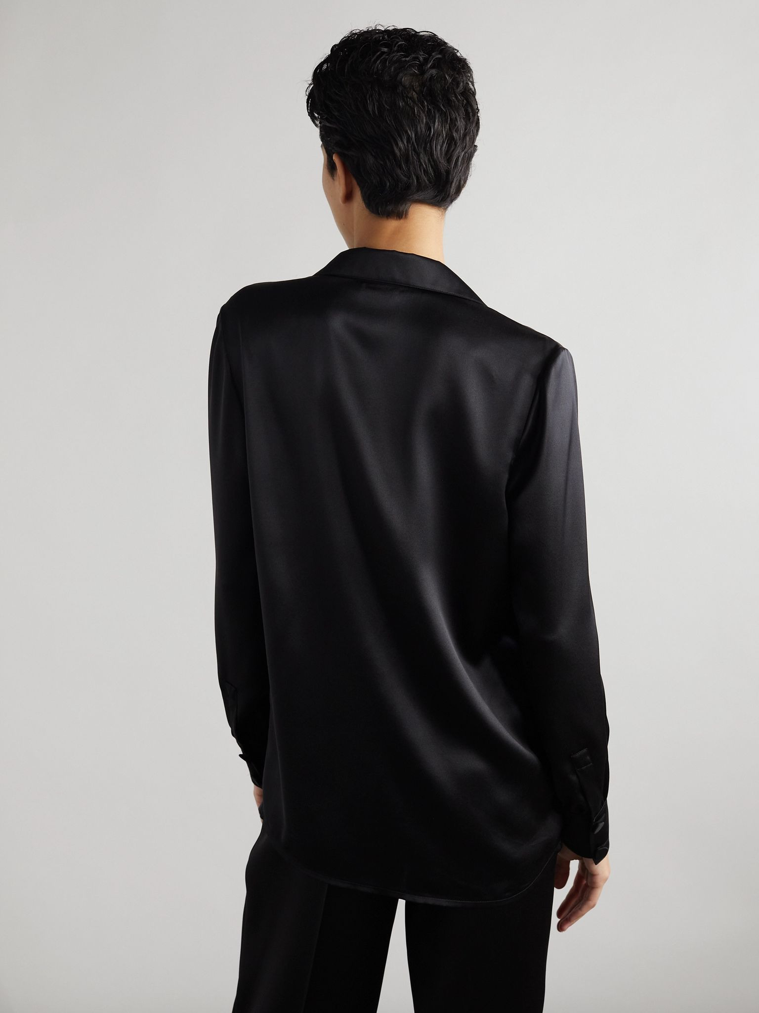 Silk-satin shirt Black - 3