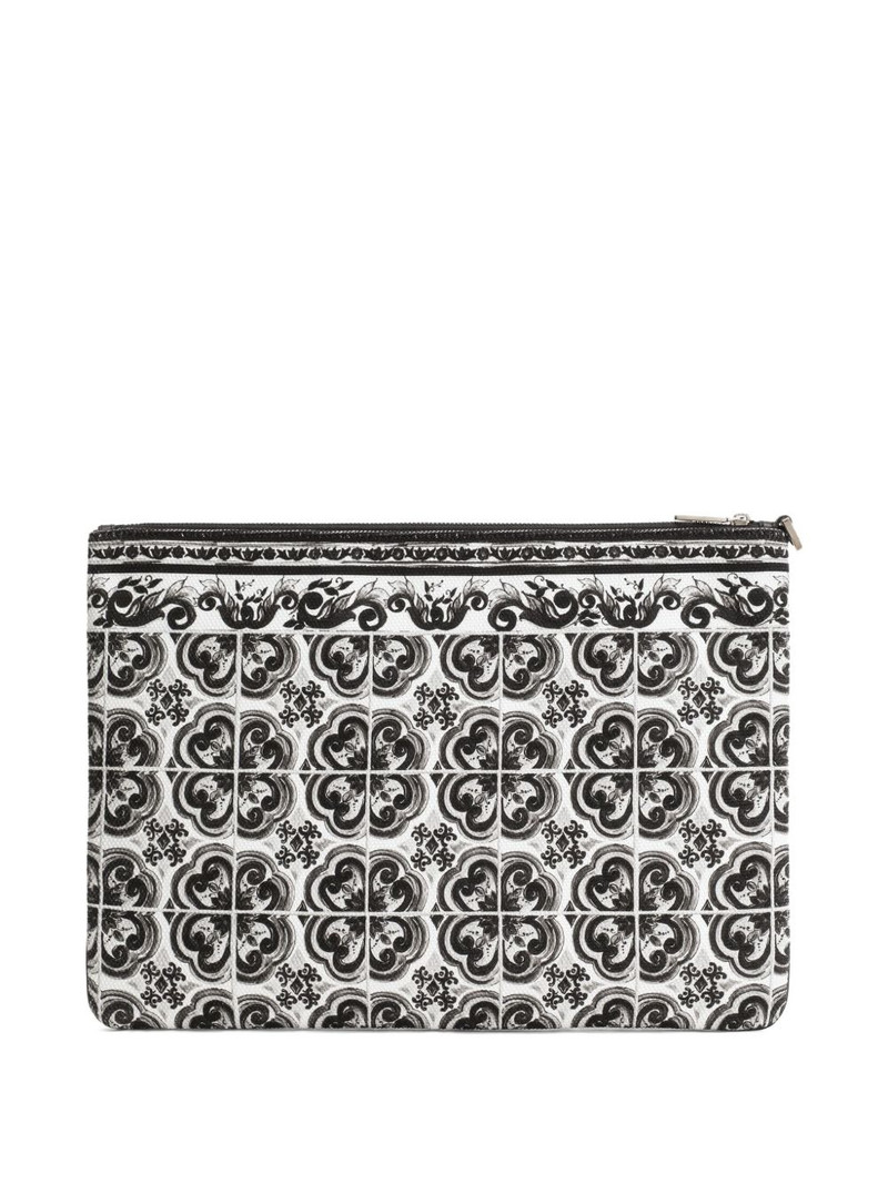 Dolce & Gabbana graphic-print leather clutch bag outlook