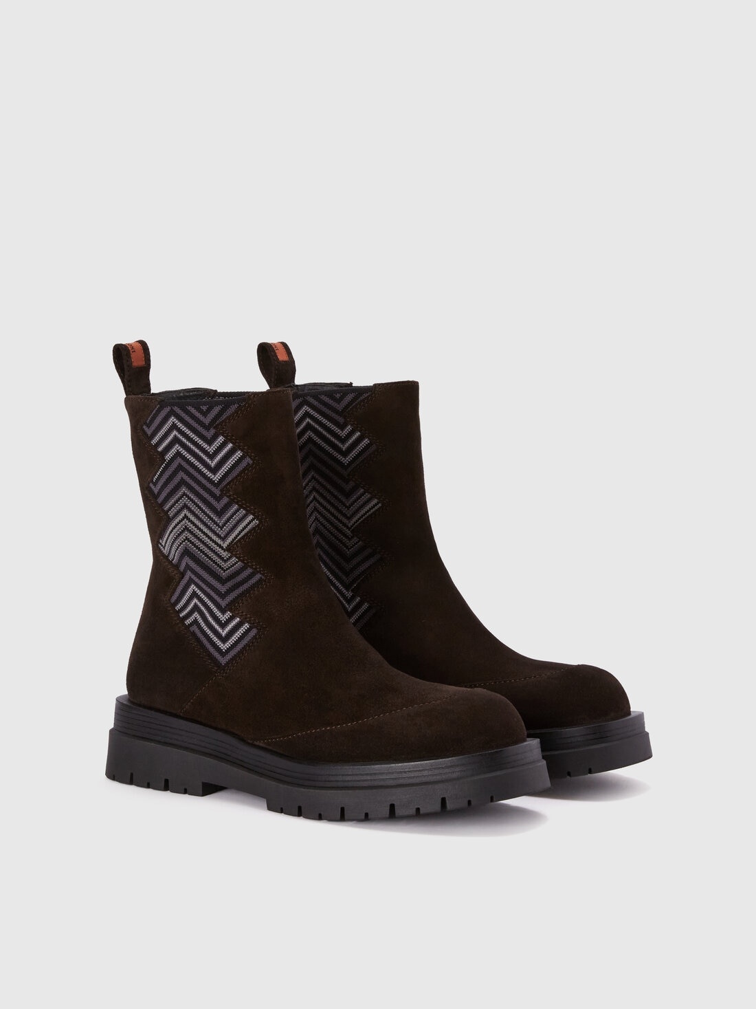 Suede ankle boots with fabric insert - 2