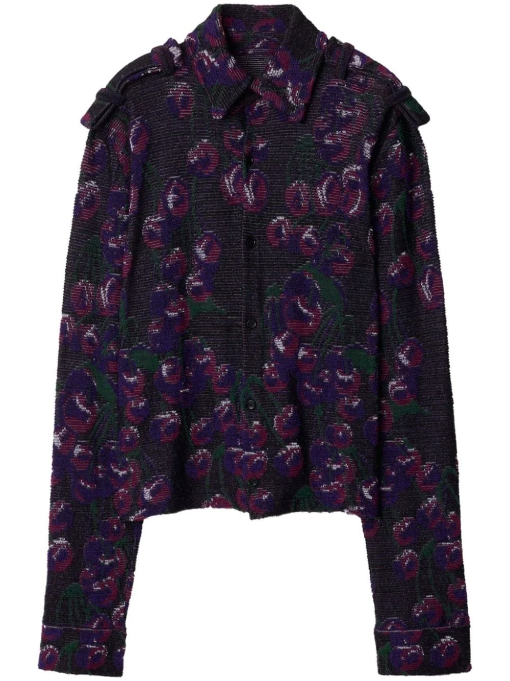 cherry-print fine-ribbed shirt - 1