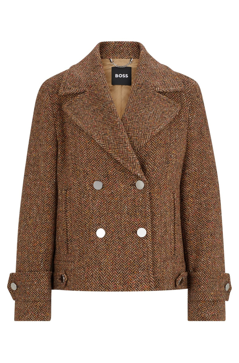 REGULAR-FIT DOUBLE-BREASTED COAT IN HERRINGBONE TWEED 1