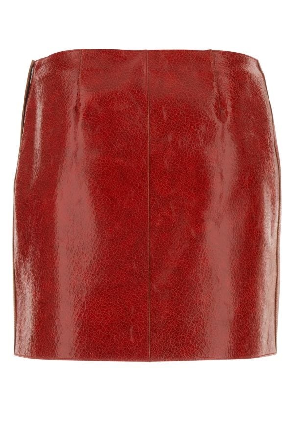 Prada Woman Red Leather Mini Skirt - 2