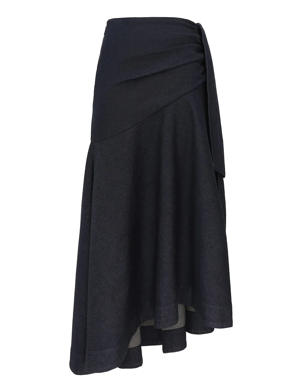 DENIM DRAPED MAXI SKIRT - 1