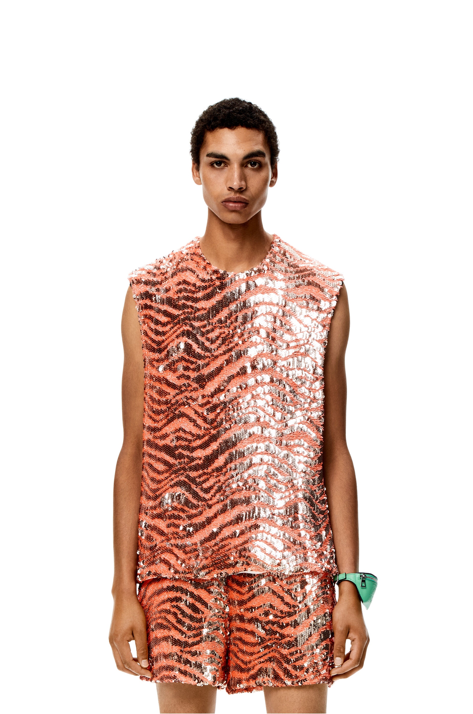 Sleeveless sequin embroidery top in cotton - 3