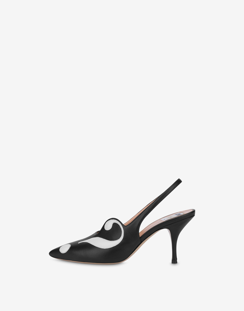 MOSCHINO SYMBOLS NAPPA LEATHER SLINGBACKS 4