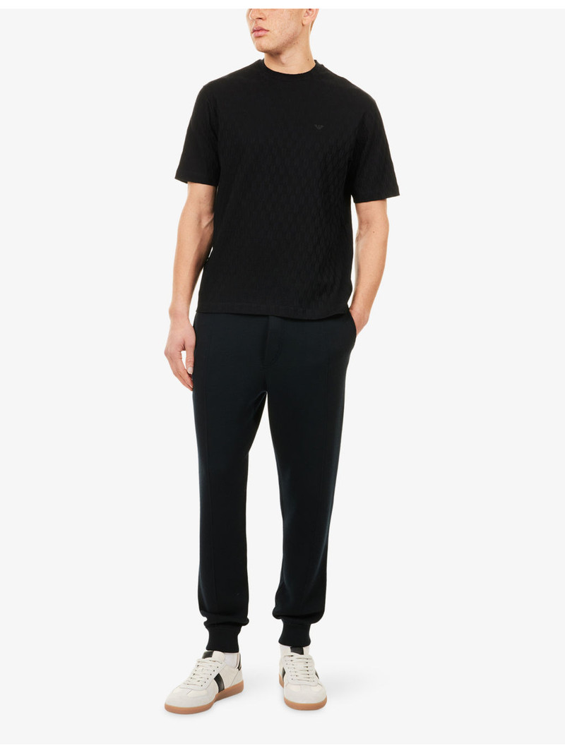 EMPORIO ARMANI Jacquard Crewneck Cotton-Jersey T-Shirt outlook