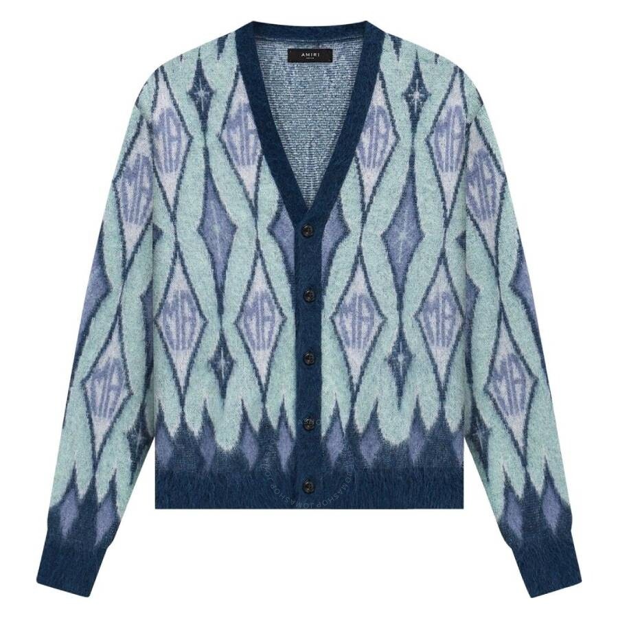 Amiri Argyle Mohair Knit Cardigan - 1