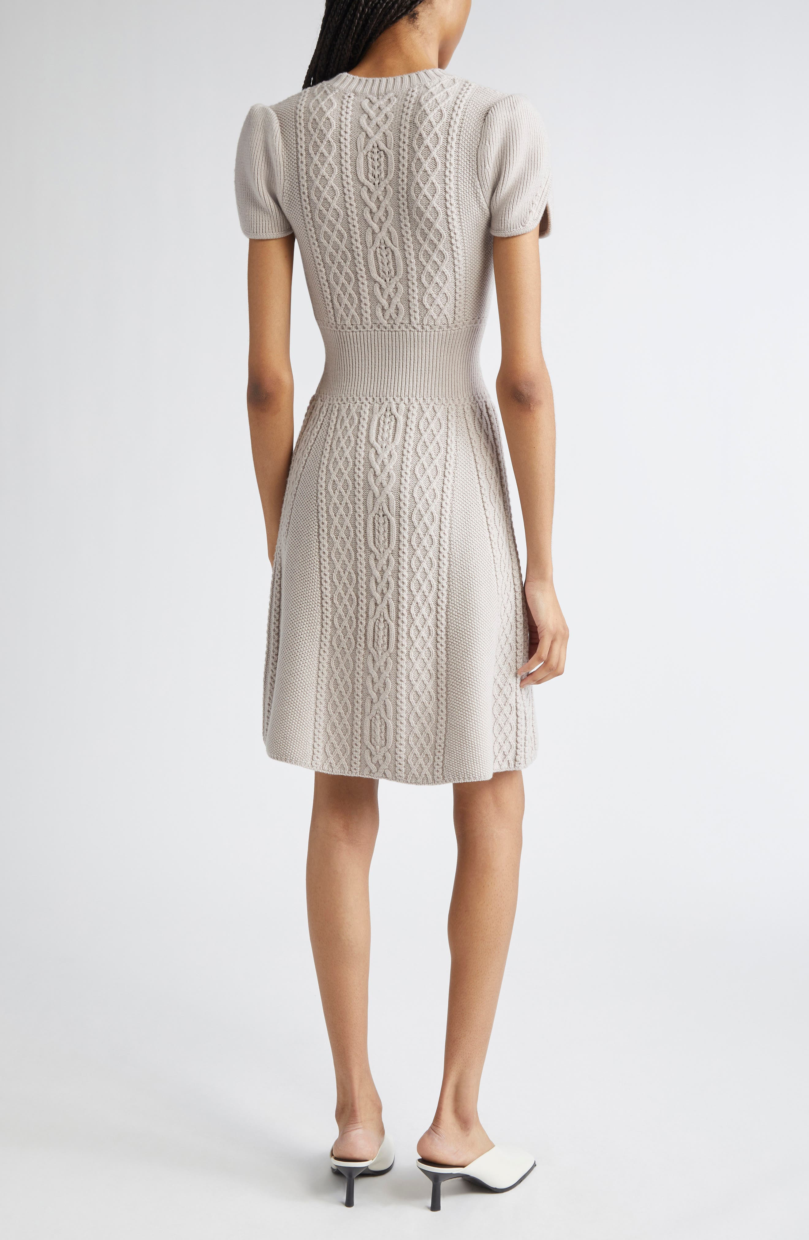 3.1 Phillip Lim Cable Stitch Wool Sweater Dress in Oyster at Nordstrom - 2