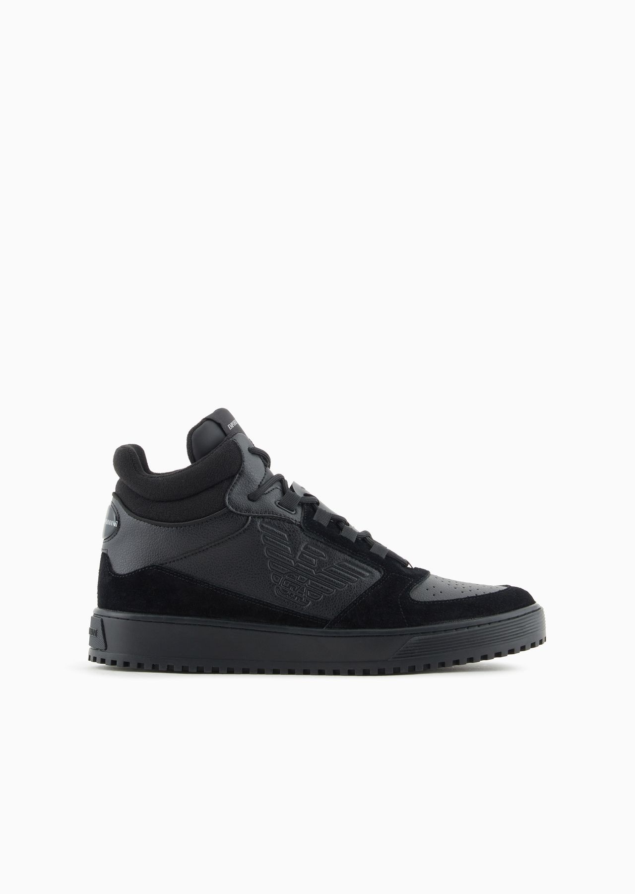 Leather and suede high-top sneakers - 1