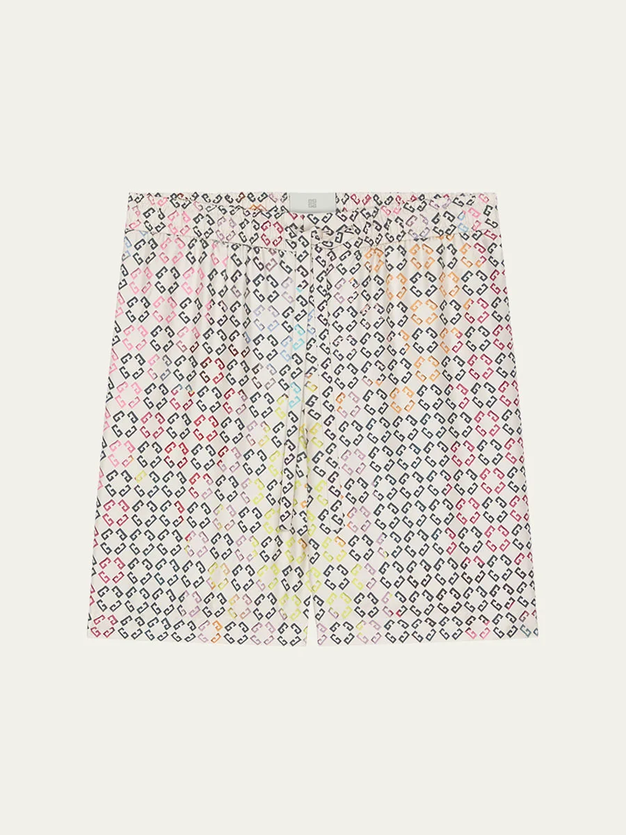 Men's Multicolor Monogram Silk Shorts - 1