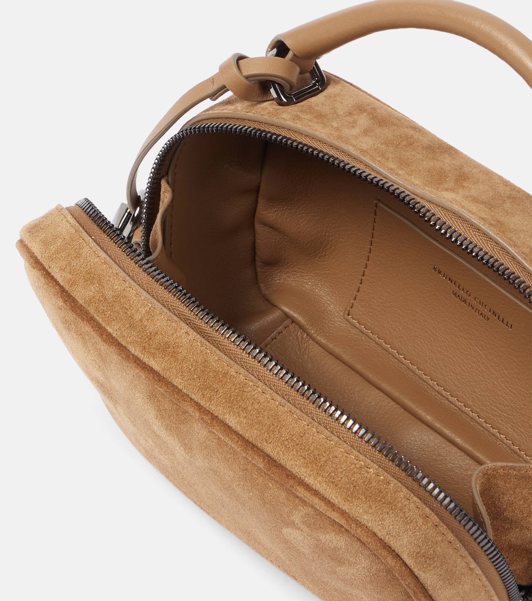 Foulard Mini leather-trimmed suede tote bag - 3