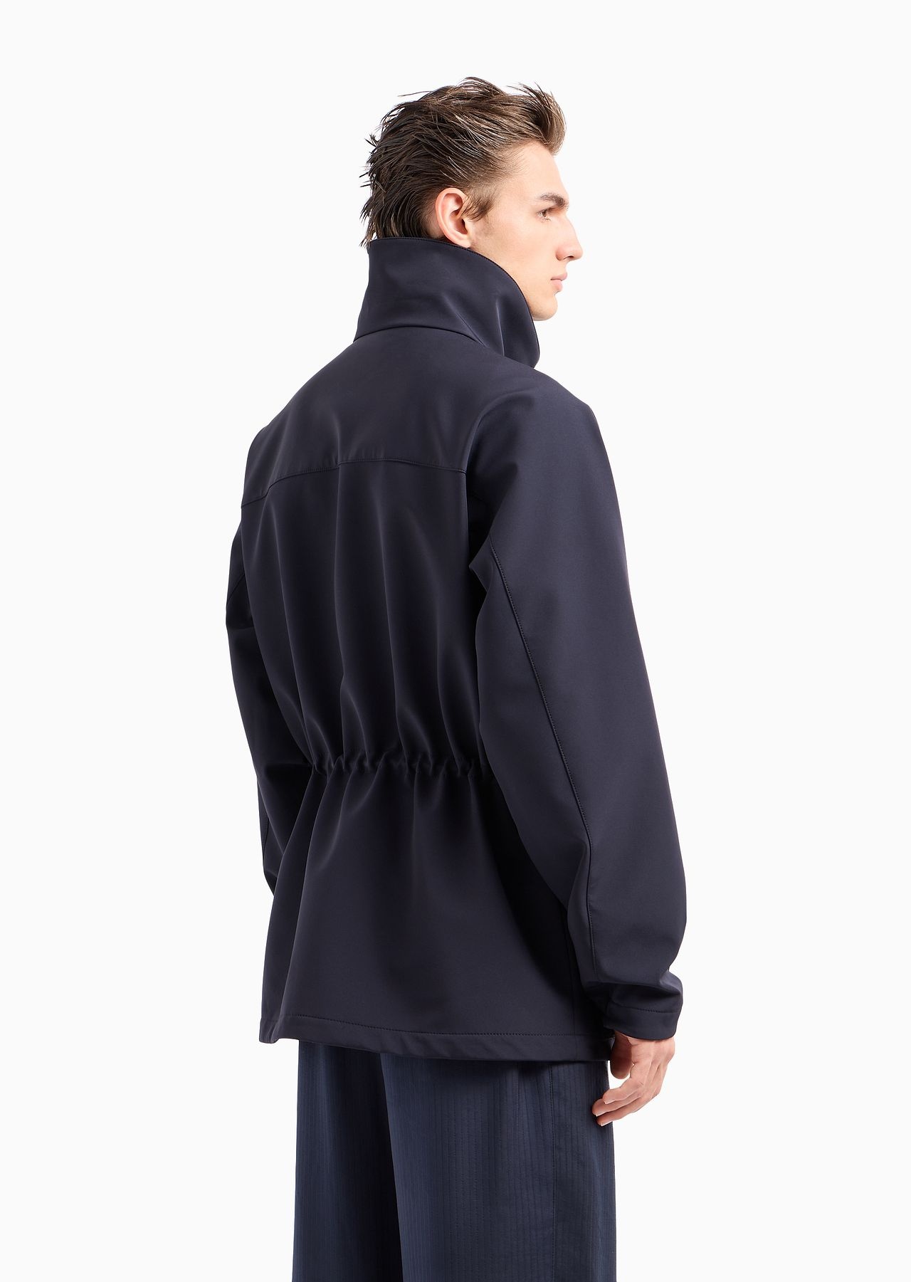 Single-breasted pea coat in technical jersey - 3