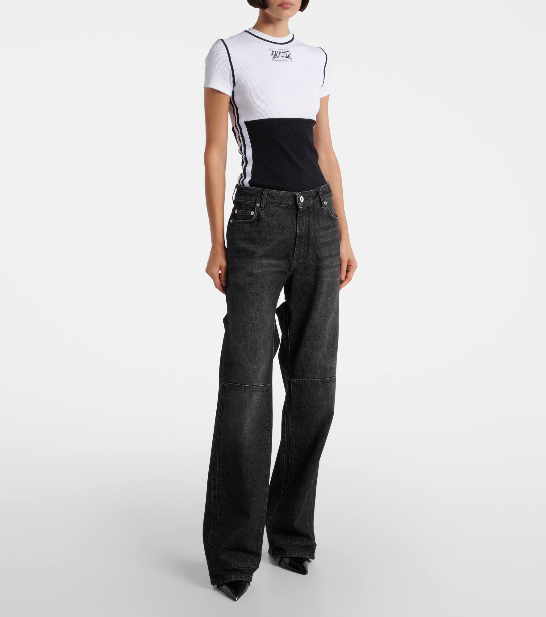 Cutout high-rise wide-leg jeans - 7