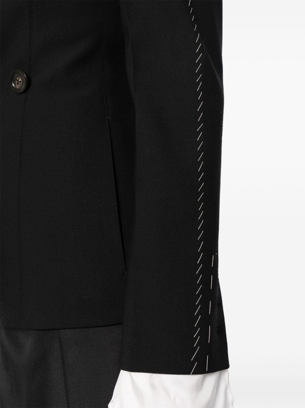 contrast-stitching notched-lapels blazer - 5