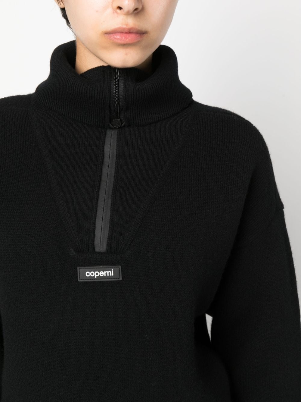 logo patch half-zip jumper - 5
