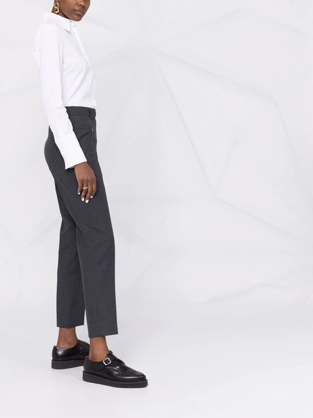 high-waisted slim-fit trousers - 9