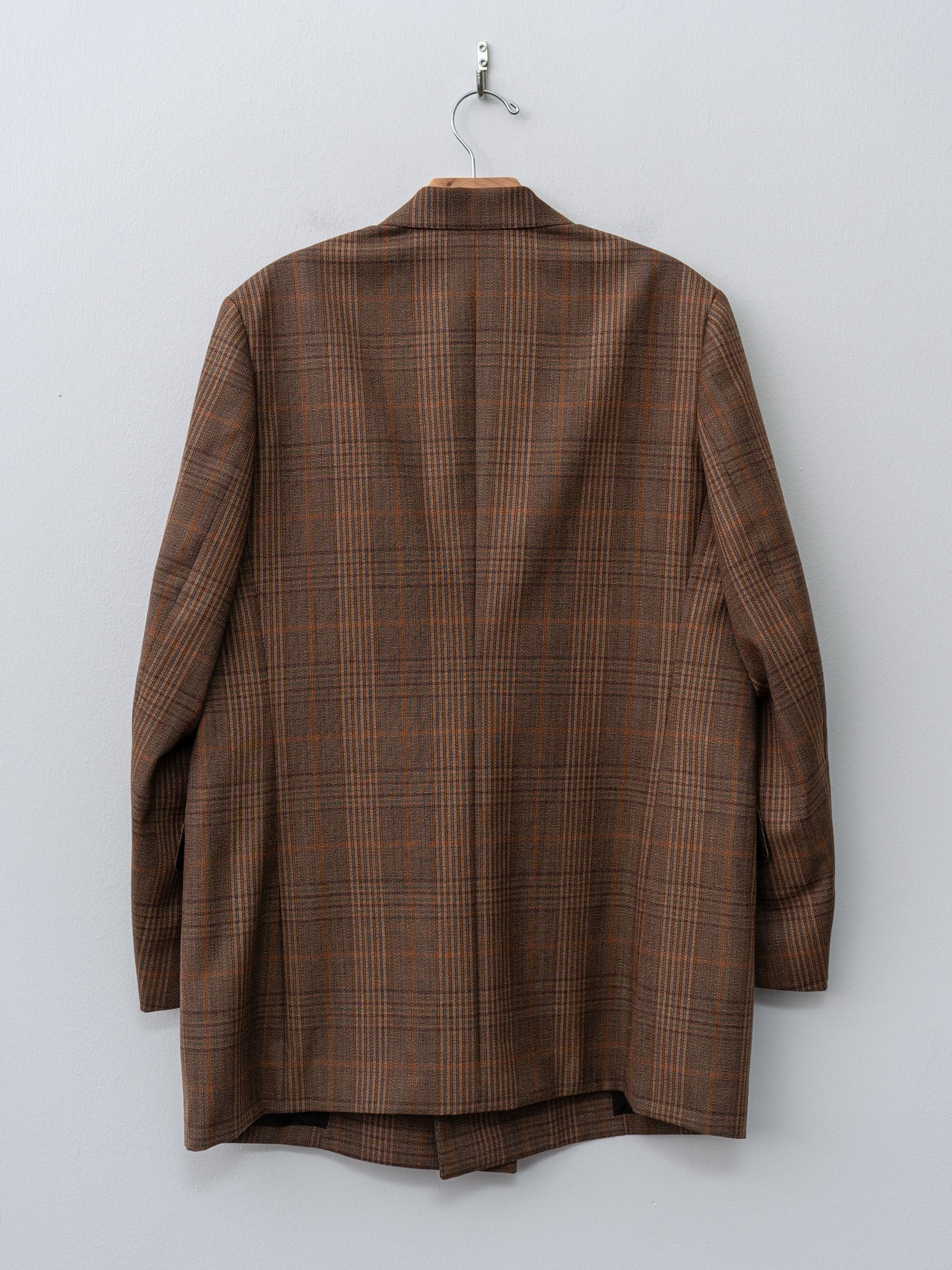 Bluefaced Wool Check Double-Breasted Jacket - Brown Check - 7