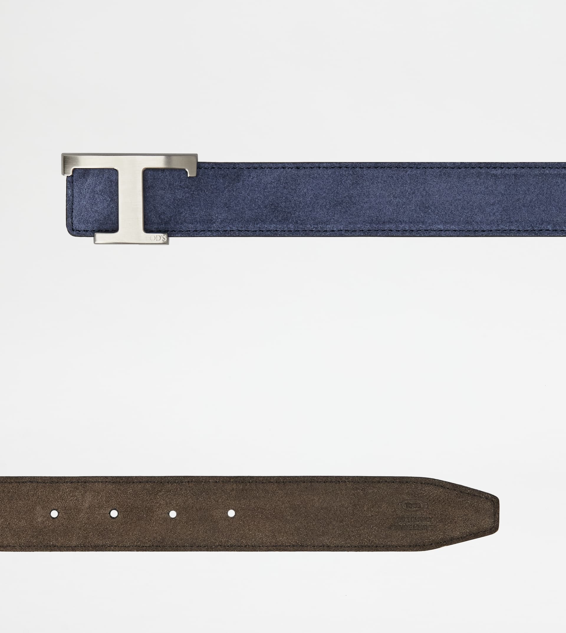 T TIMELESS REVERSIBLE BELT IN SUEDE - BLUE, BROWN - 3