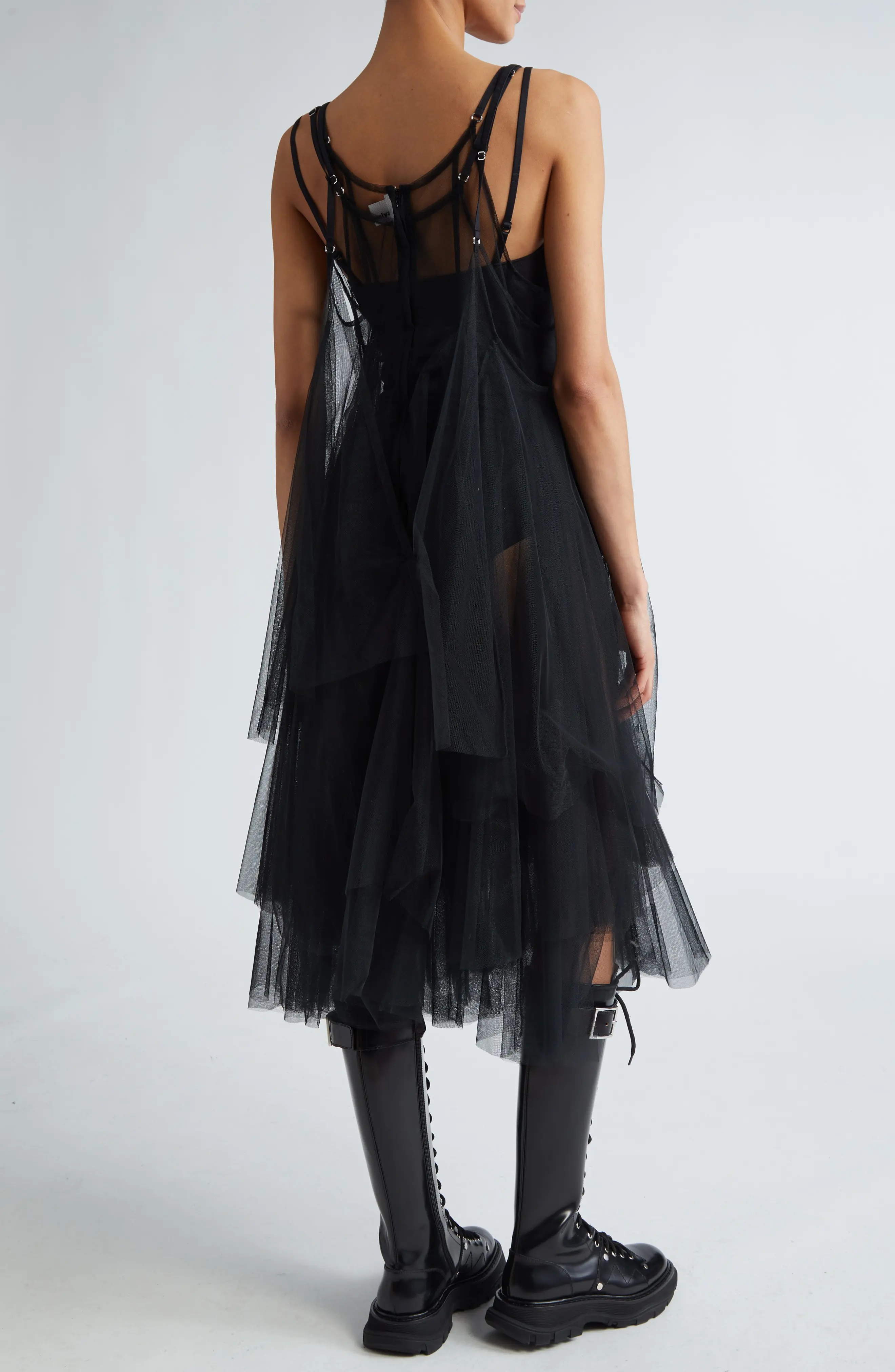 Noir Kei Ninomiya Sheer Tiered Tulle Shift Dress | nordstrom 
