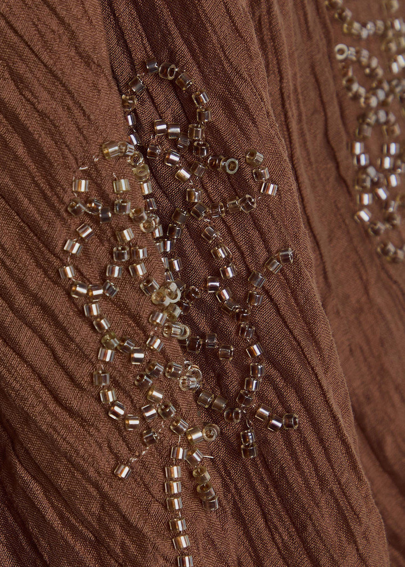 Staud Valencia Bead-embellished Crinkled Plissé Midi Dress 5