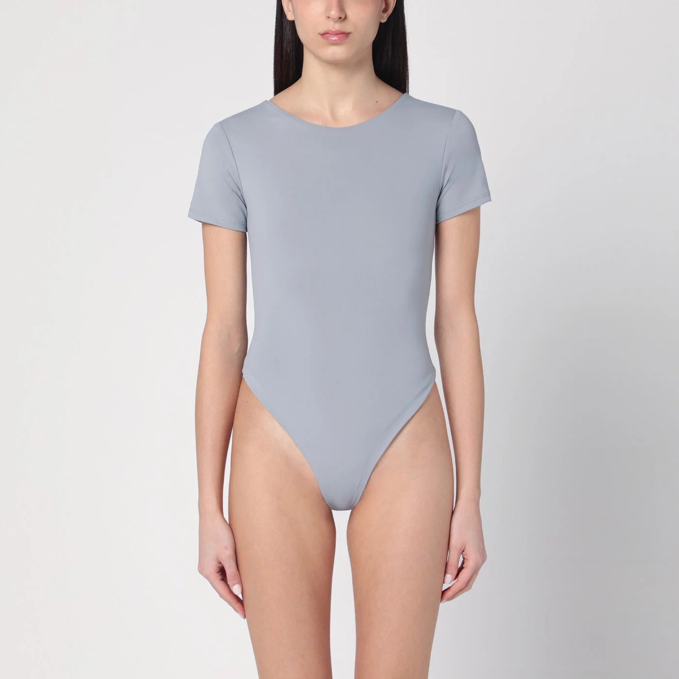 Grey nylon-blend bodysuit - 1