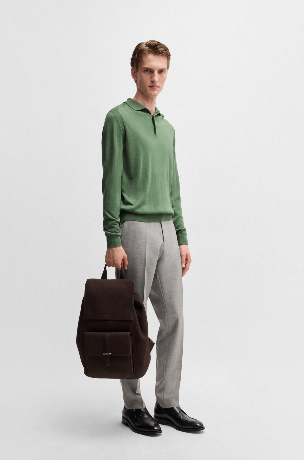REGULAR-FIT POLO SWEATER IN WOOL, SILK AND CASHMERE - 4