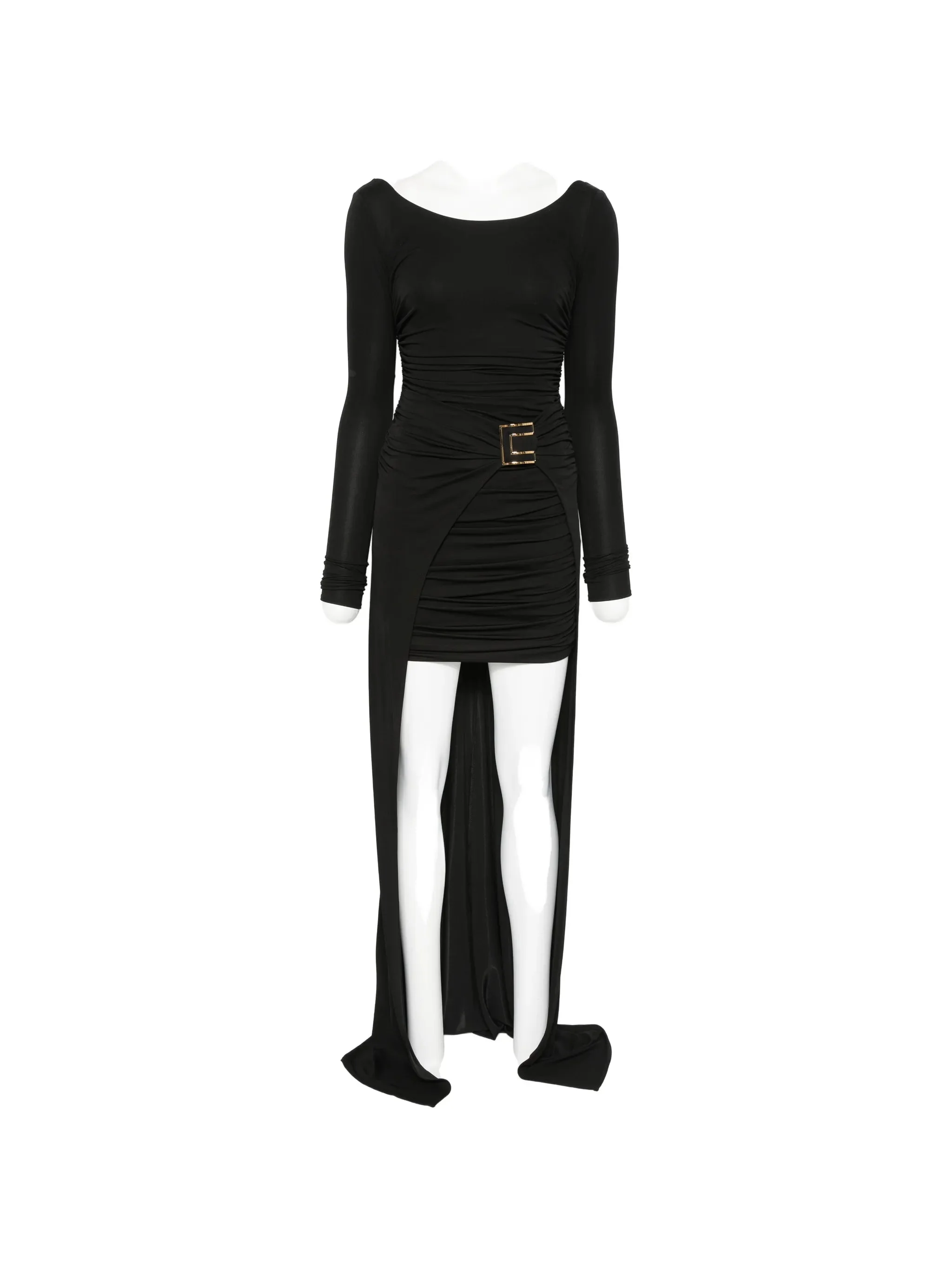Elisabetta Franchi Ruched Logo-buckle Asymmetric Dress - 1