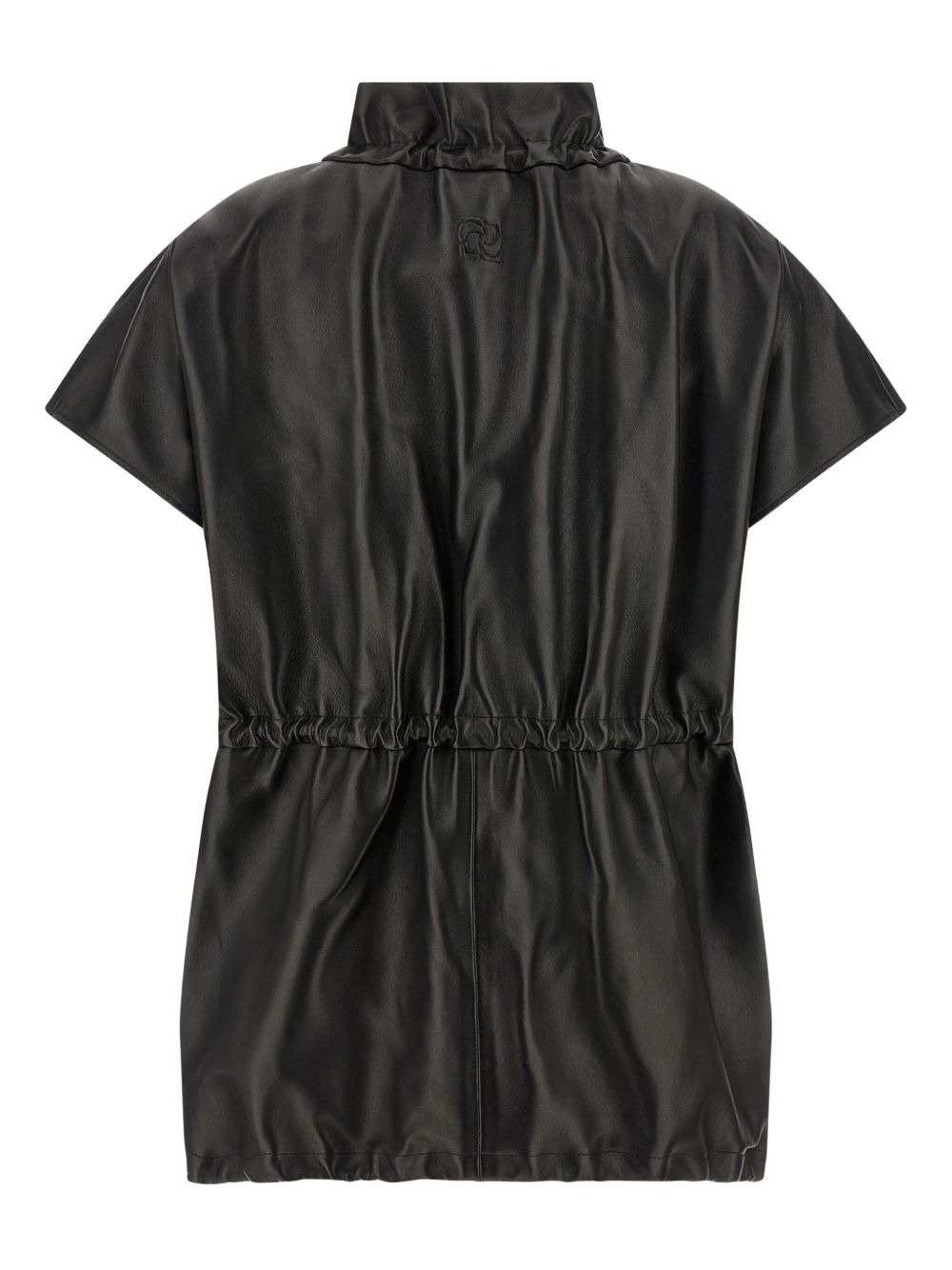 ruffled high-neck leather jacket - 2