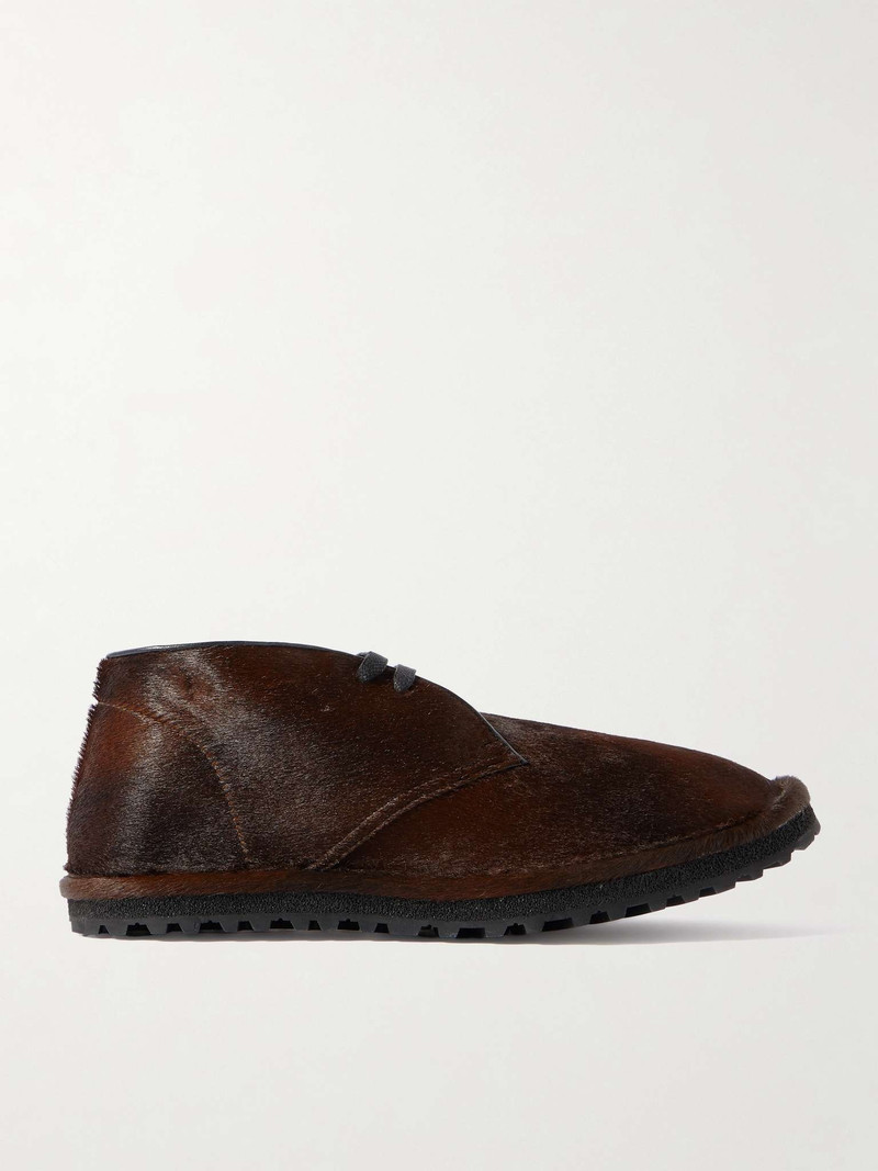 Leather-Trimmed Calf Hair Desert Boots 1