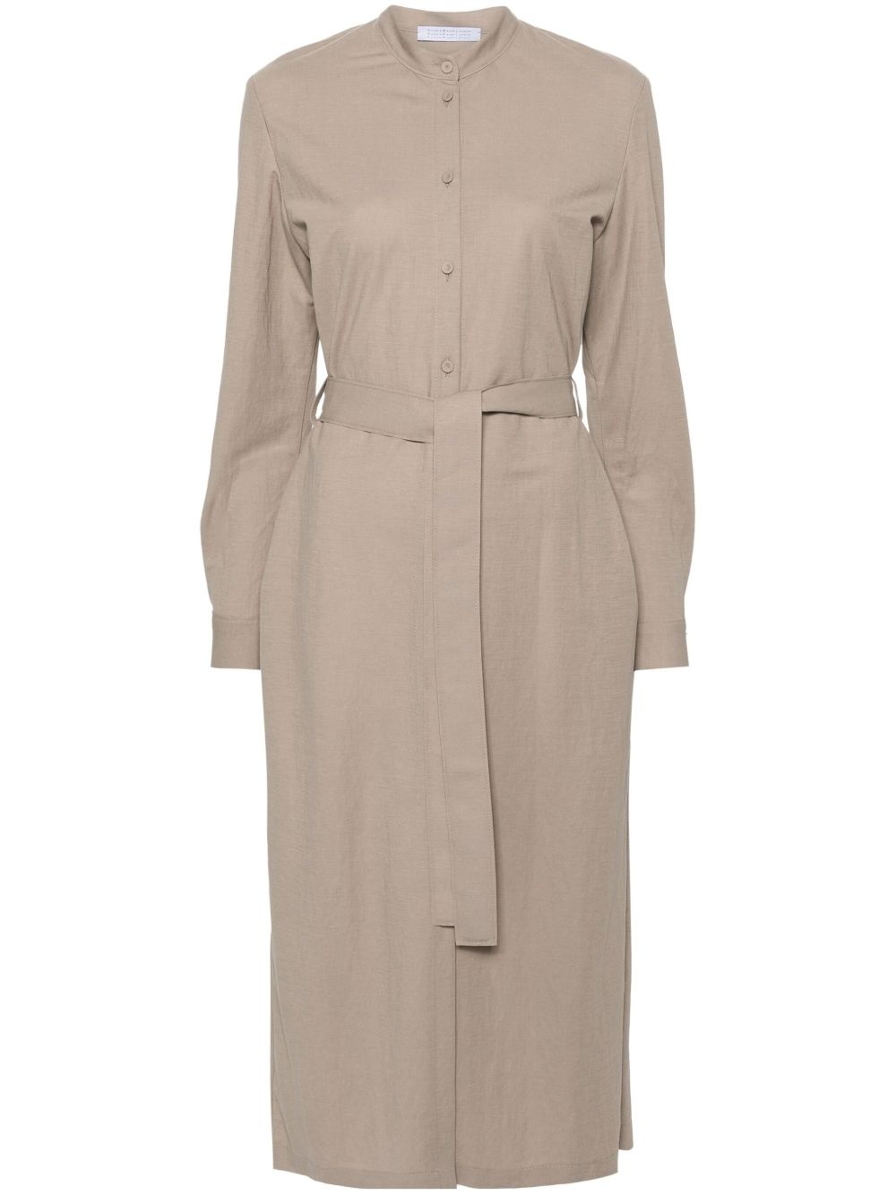 belted shirt midi dress - 1