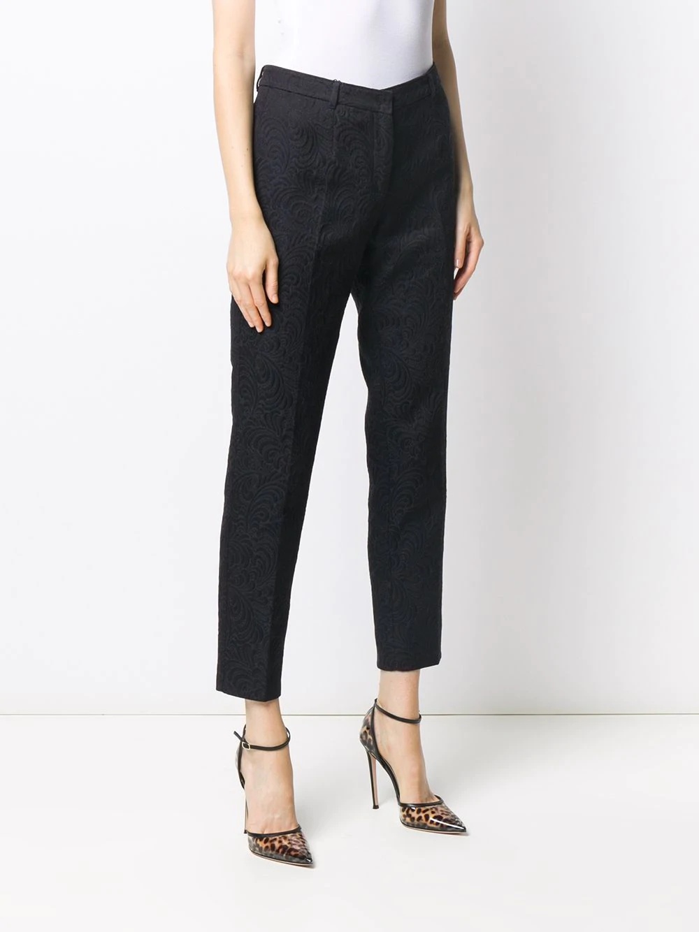 cropped jacquard trousers - 3