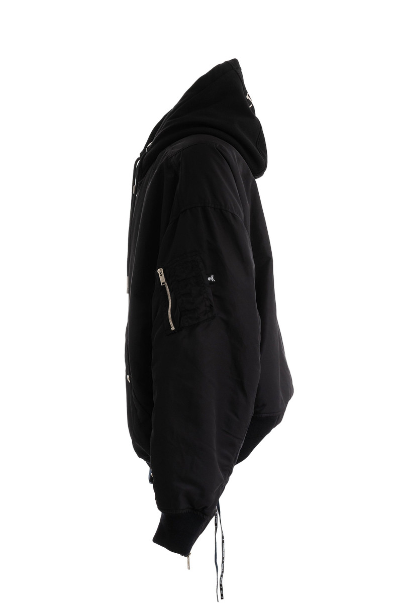 NYLON HOODED BOMBER JACKET / BLK 3