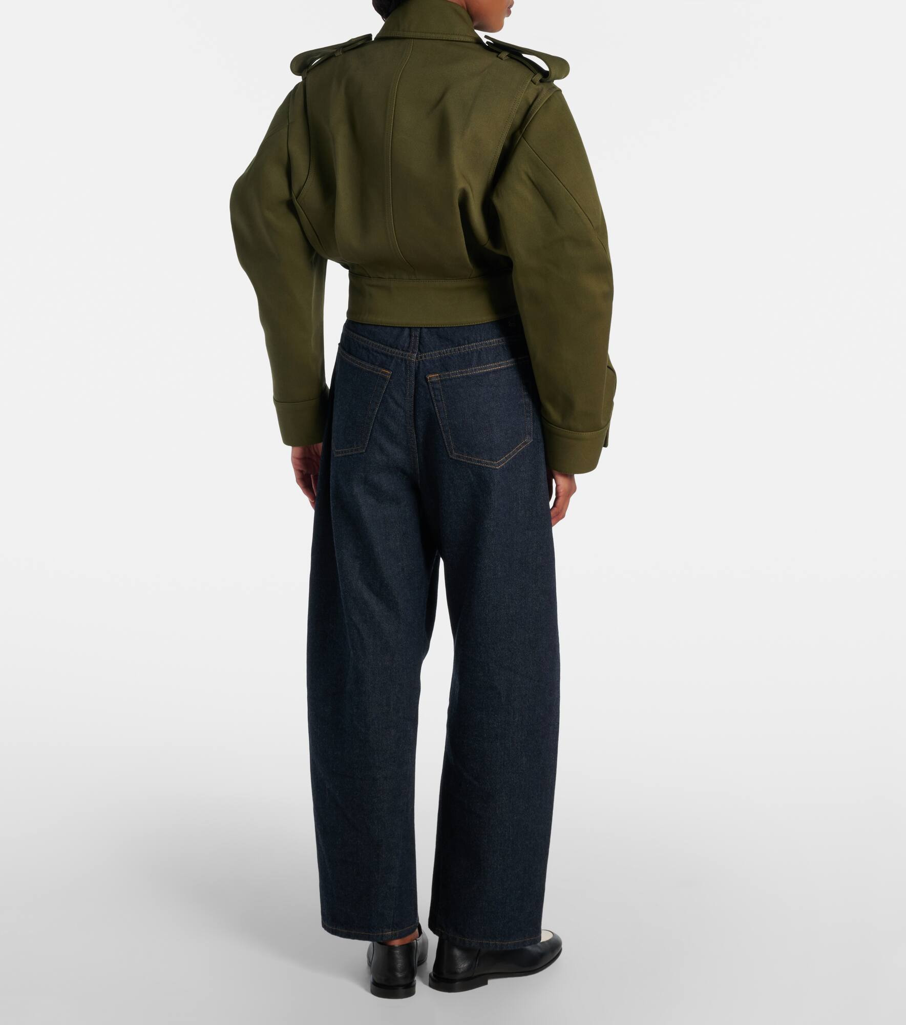 Cropped cotton and wool jacket - 3