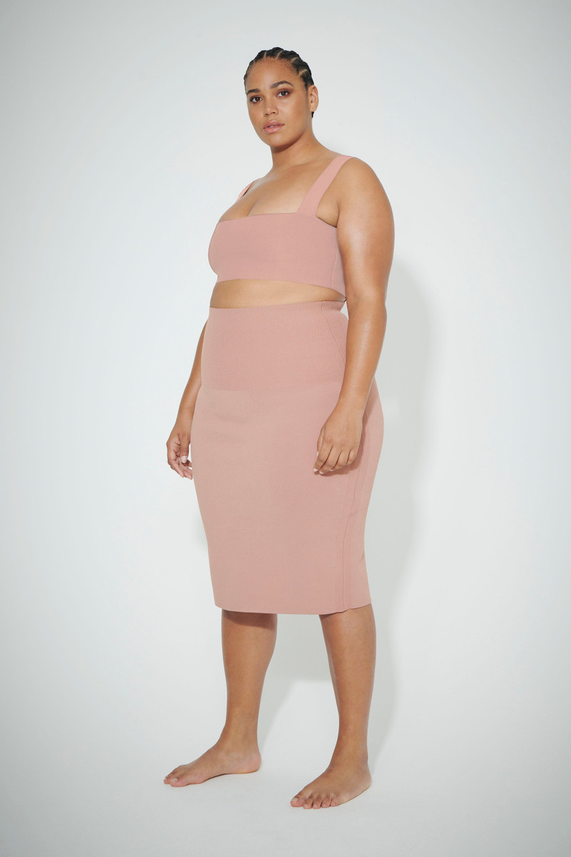 Victoria Beckham VB Body Fitted Skirt in Blush outlook