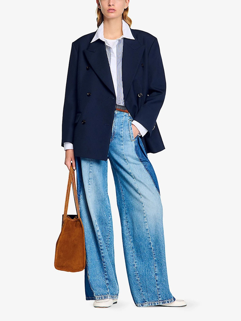 Sandro Double-Breasted Side-Pocket Woven Blazer outlook