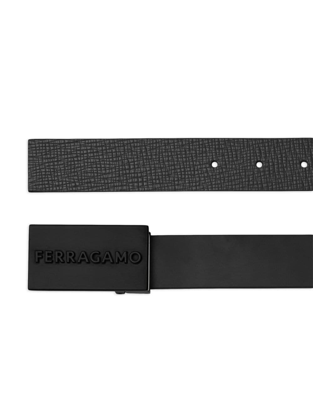 logo-engraved buckle leather belt - 2