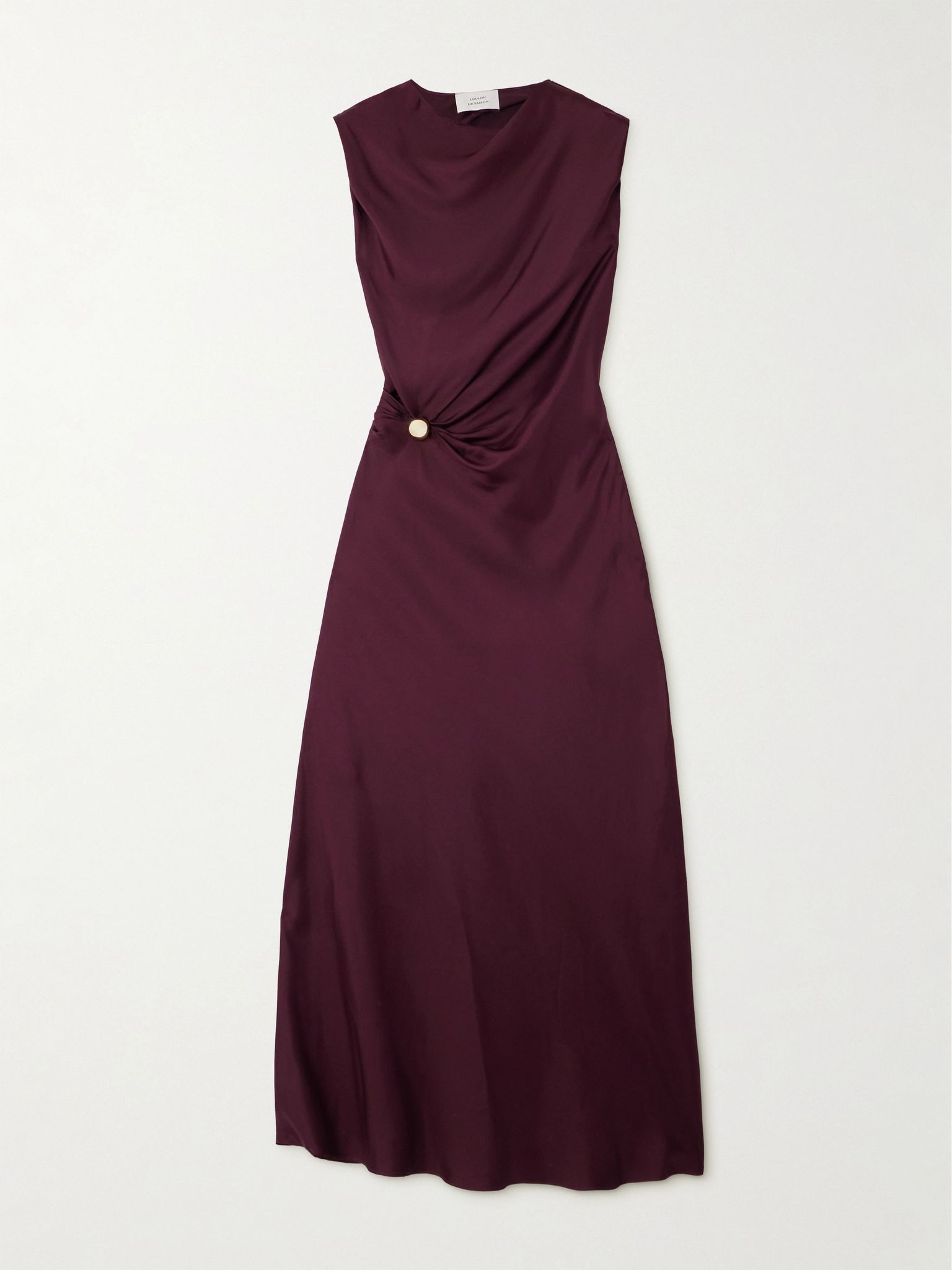 Roan draped silk-twill maxi dress Plum - 1