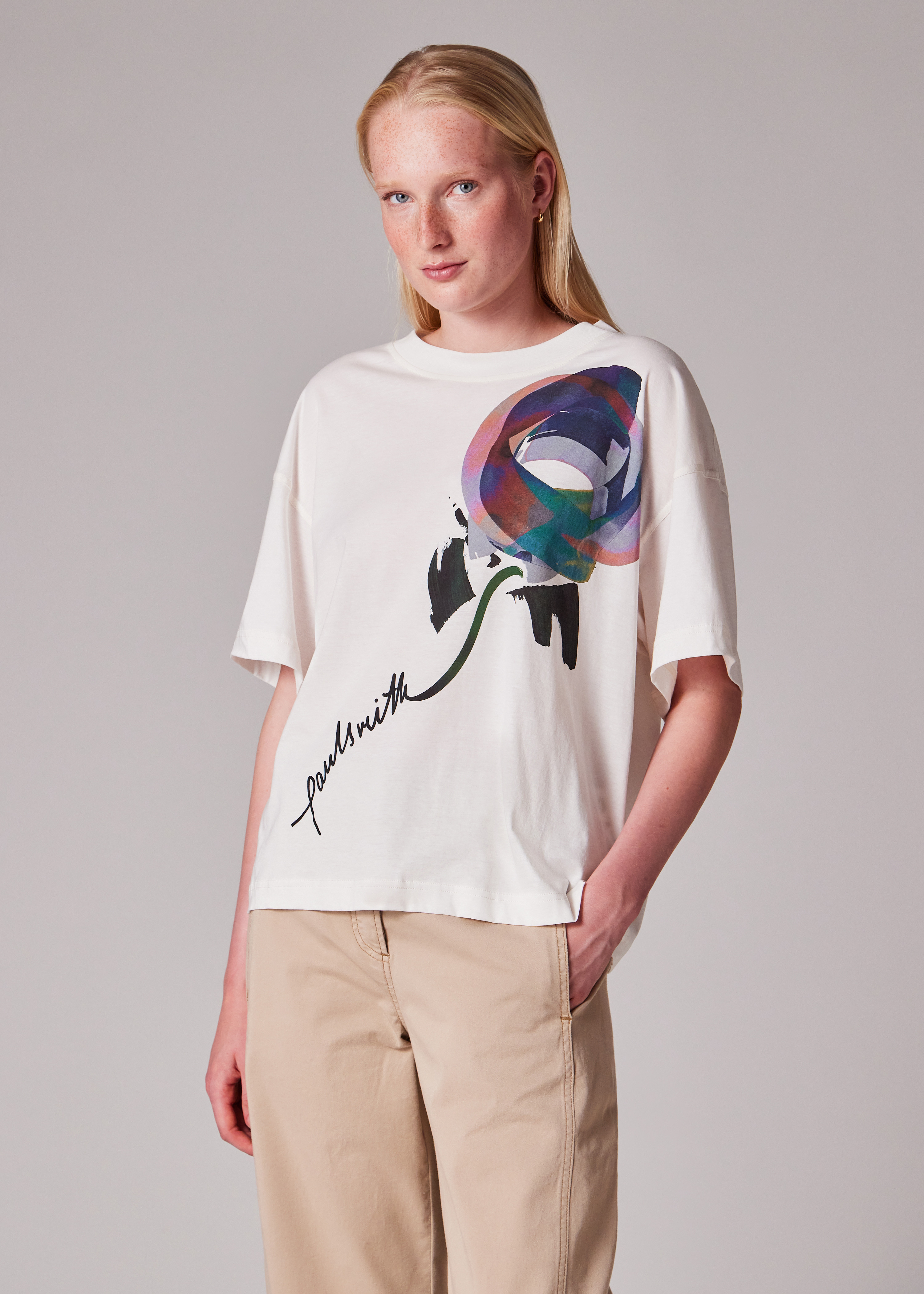 Women's Ecru 'Painted Spot' T-Shirt - 3