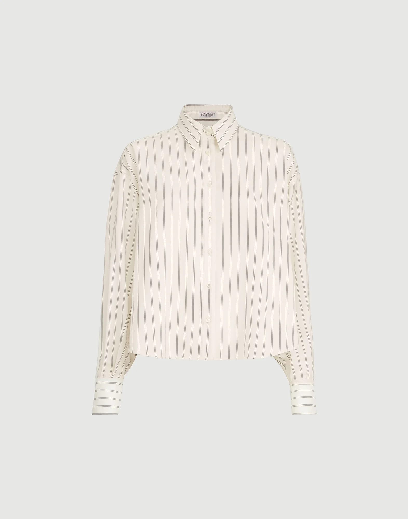 Striped silk poplin shirt with monili - 1