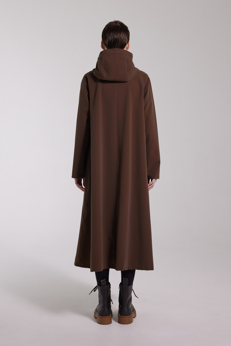 Mosebacke Long Lightweight Matte Zip Raincoat Dark Brown 2
