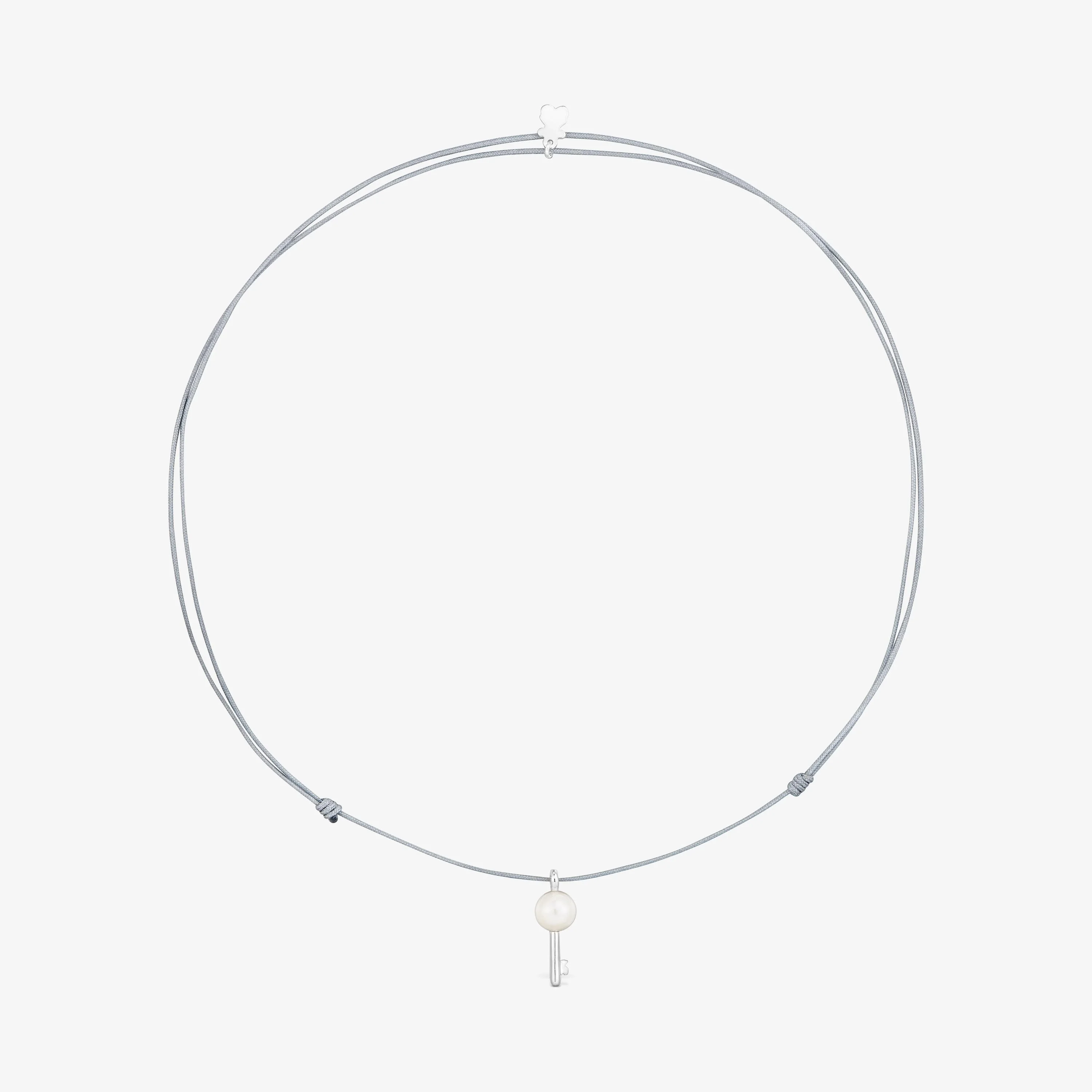 Silver, gray nylon and cultured pearl Necklace TOUS Unlock - 1