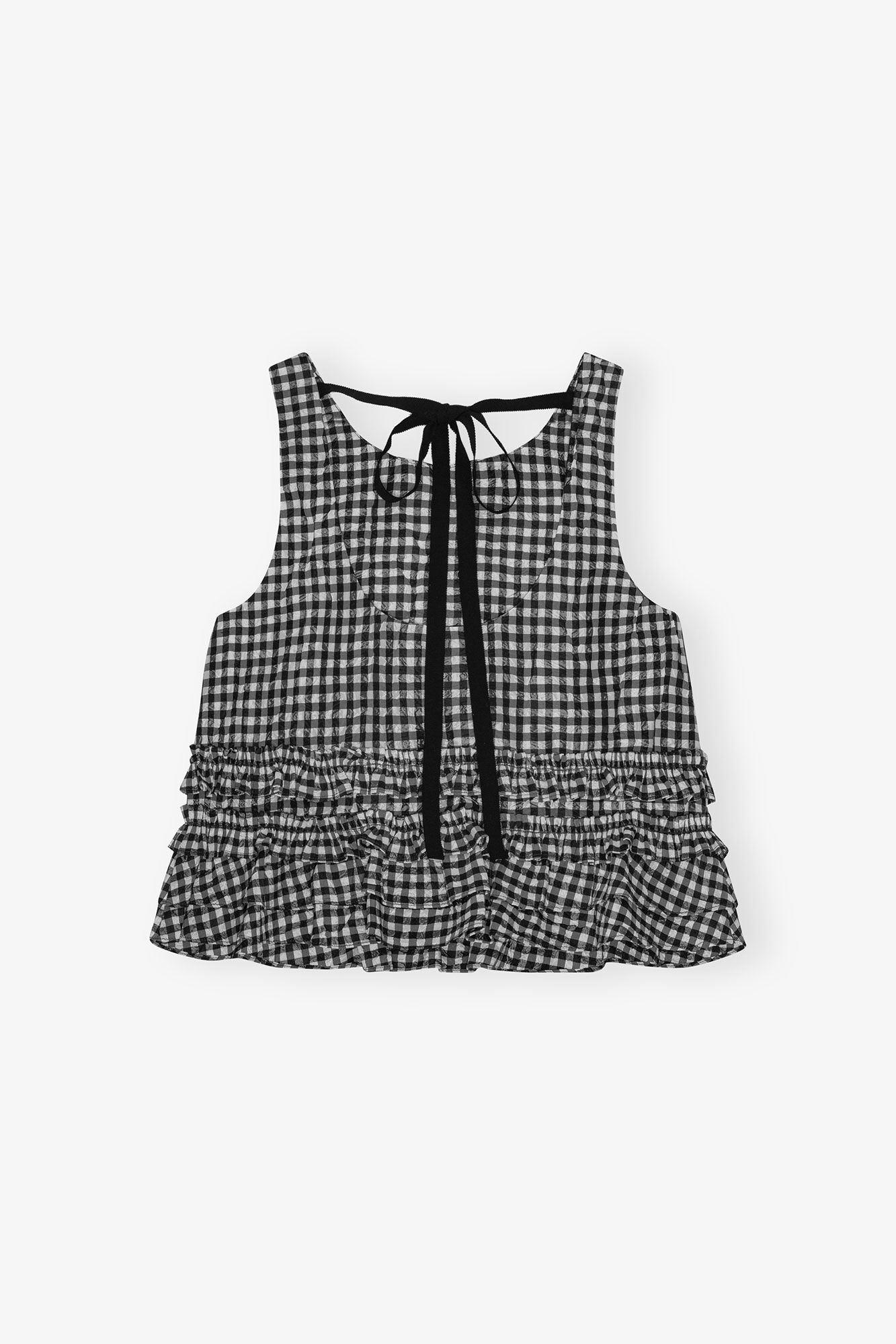 CRINKLED CHECK FRILL TOP - 6