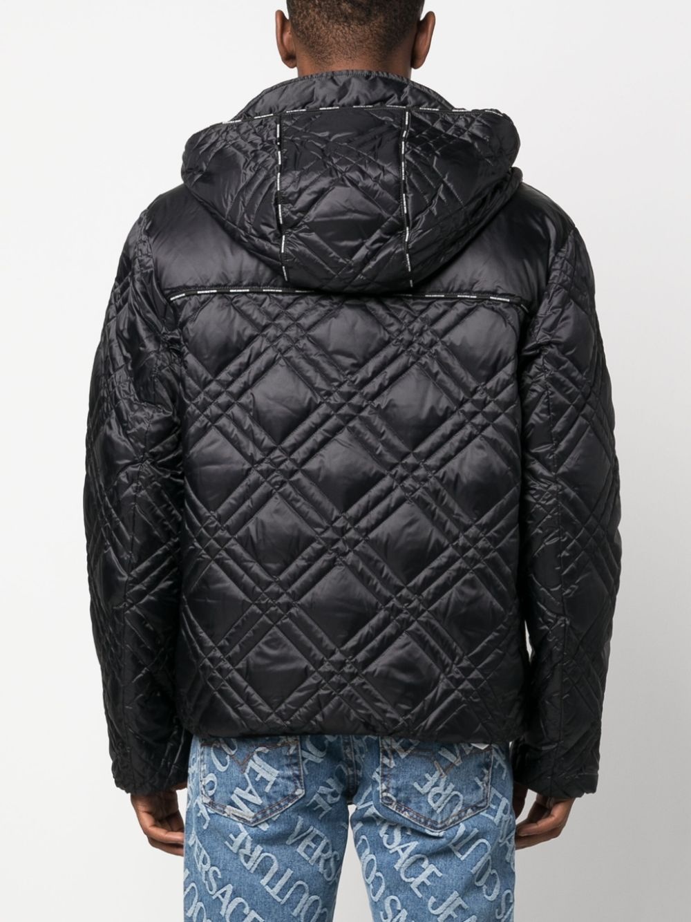 logo-strap quilted coat - 4
