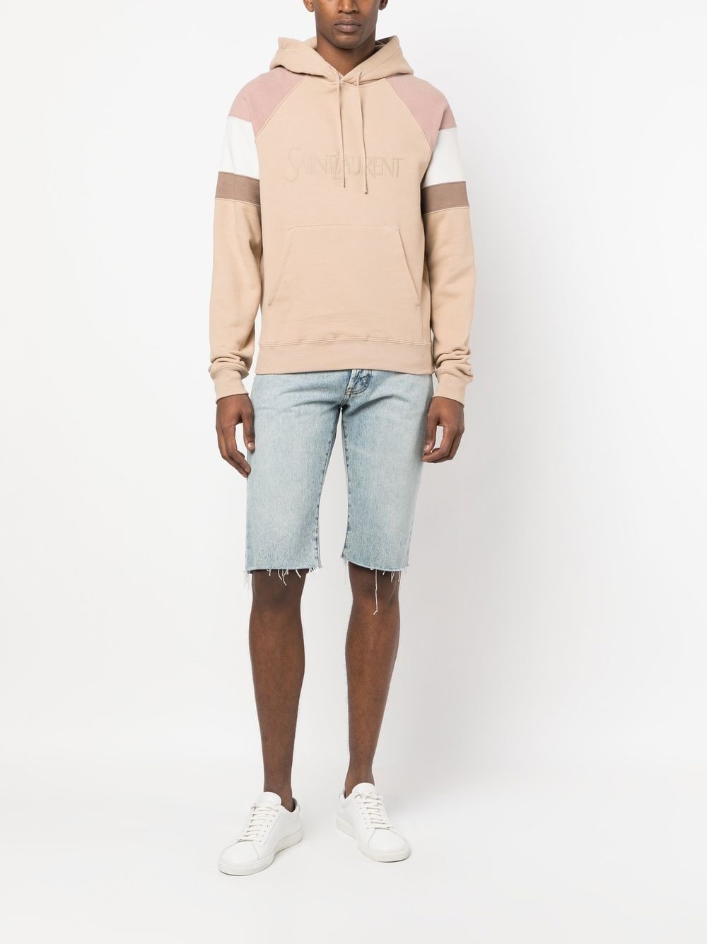 colour-block logo embroidery hoodie - 2