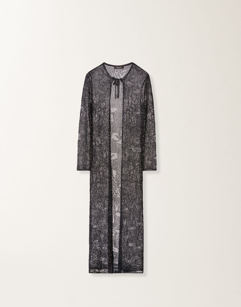 Long cardigan in midnight blue micro sequins 1